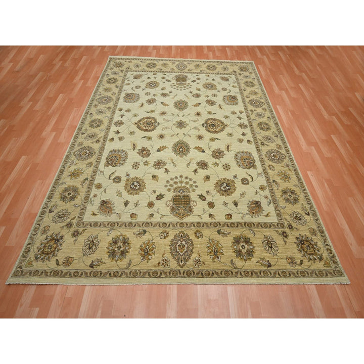 7'11" x 10'0" New Hand Knotted Ivory Wool Rectangle Oriental Rug - MOA10276373