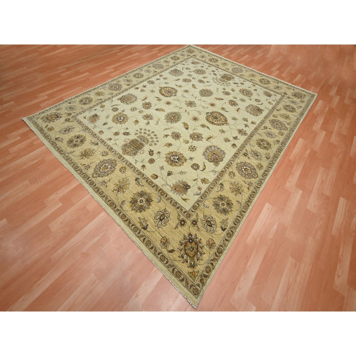 7'11" x 10'0" New Hand Knotted Ivory Wool Rectangle Oriental Rug - MOA10276373