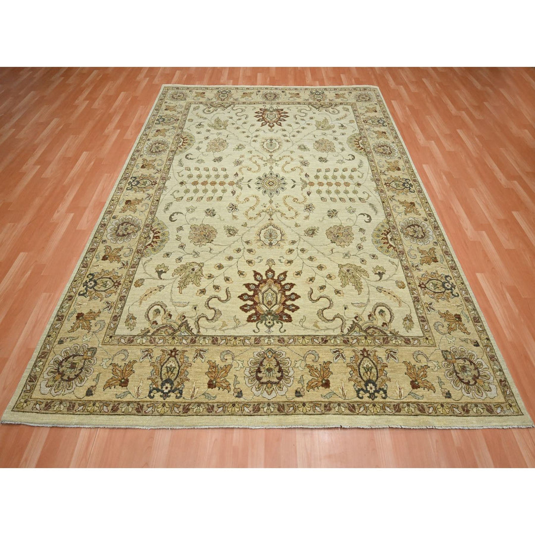 7'11" x 10'0" New Hand Knotted Ivory Wool Rectangle Oriental Rug - MOA10276375