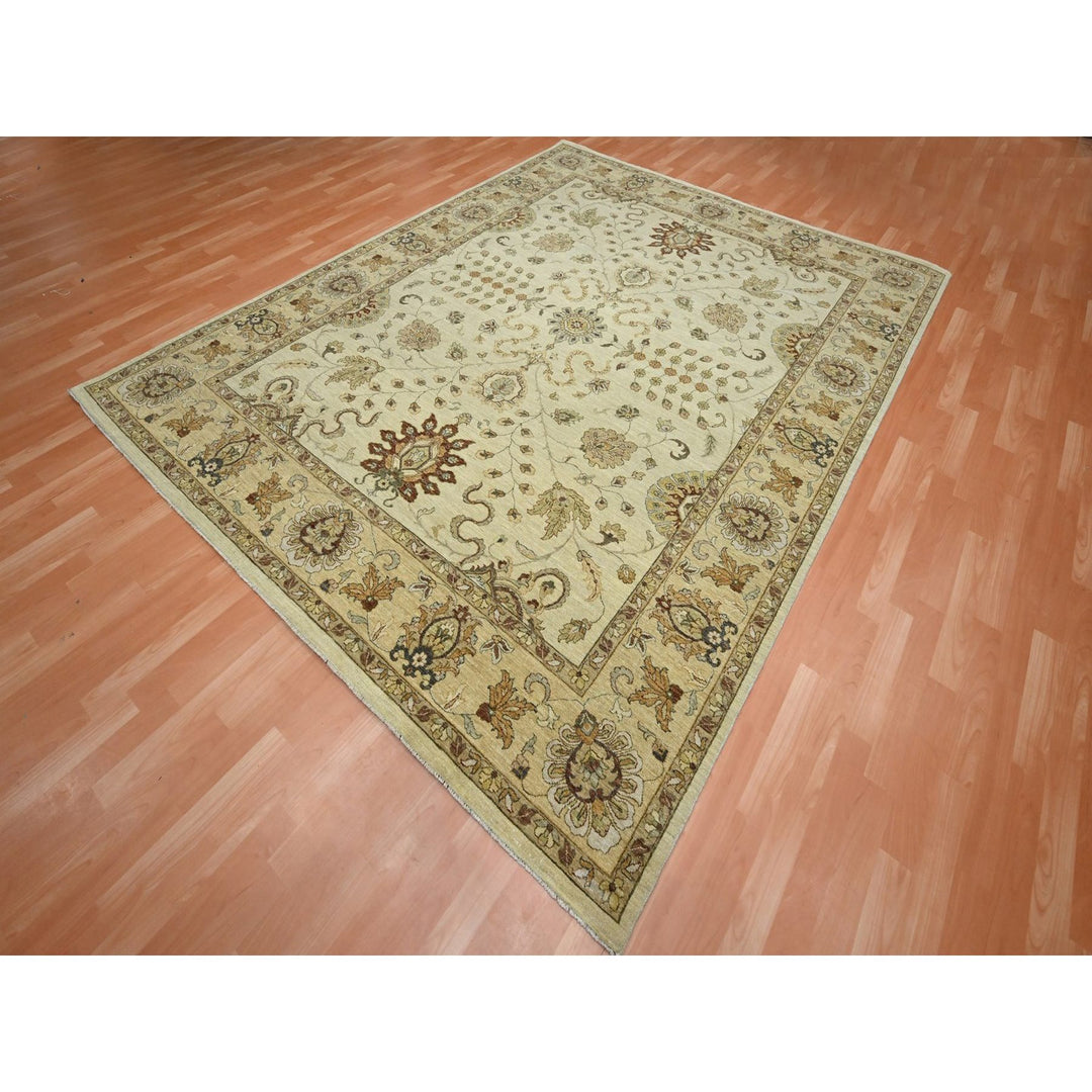 7'11" x 10'0" New Hand Knotted Ivory Wool Rectangle Oriental Rug - MOA10276375