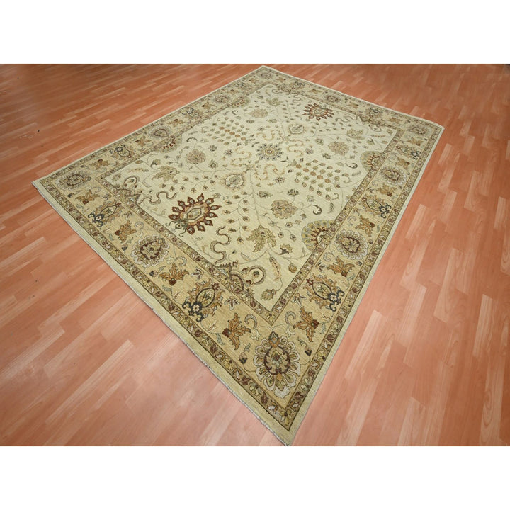 7'11" x 10'0" New Hand Knotted Ivory Wool Rectangle Oriental Rug - MOA10276375