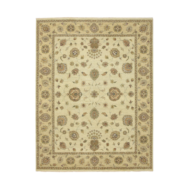 7'2" x 9'4" New Hand Knotted Ivory Wool Rectangle Oriental Rug - MOA10276376