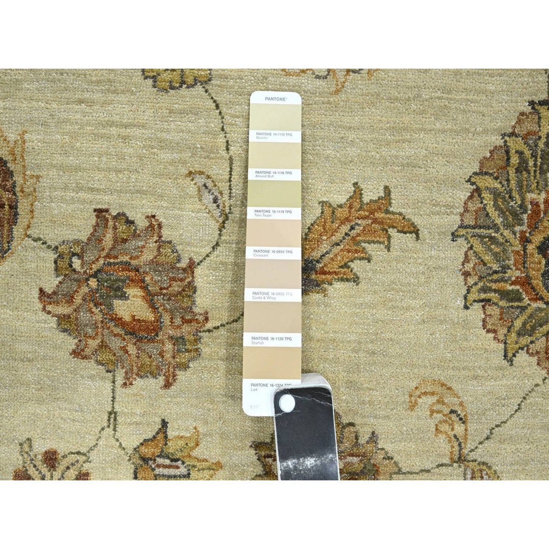 7'2" x 9'4" New Hand Knotted Ivory Wool Rectangle Oriental Rug - MOA10276376