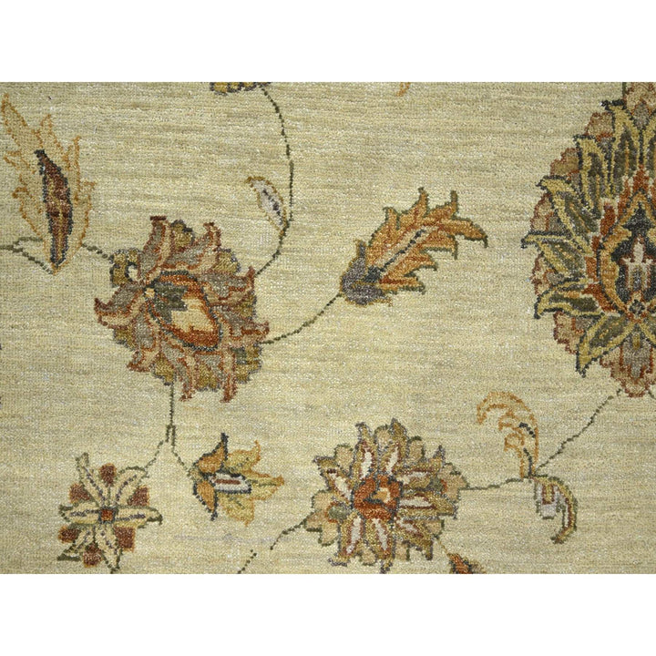 7'2" x 9'4" New Hand Knotted Ivory Wool Rectangle Oriental Rug - MOA10276376