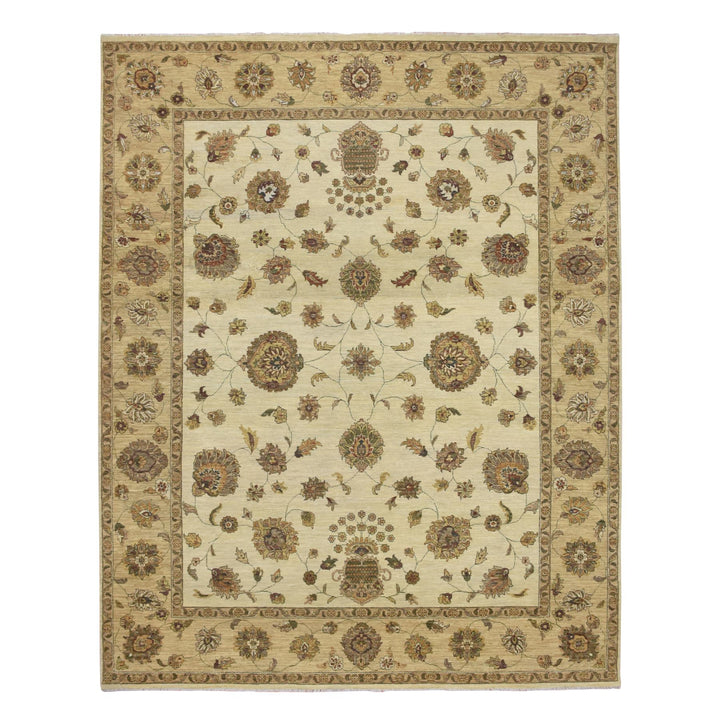 7'11" x 10'0" New Hand Knotted Ivory Wool Rectangle Oriental Rug - MOA10276377