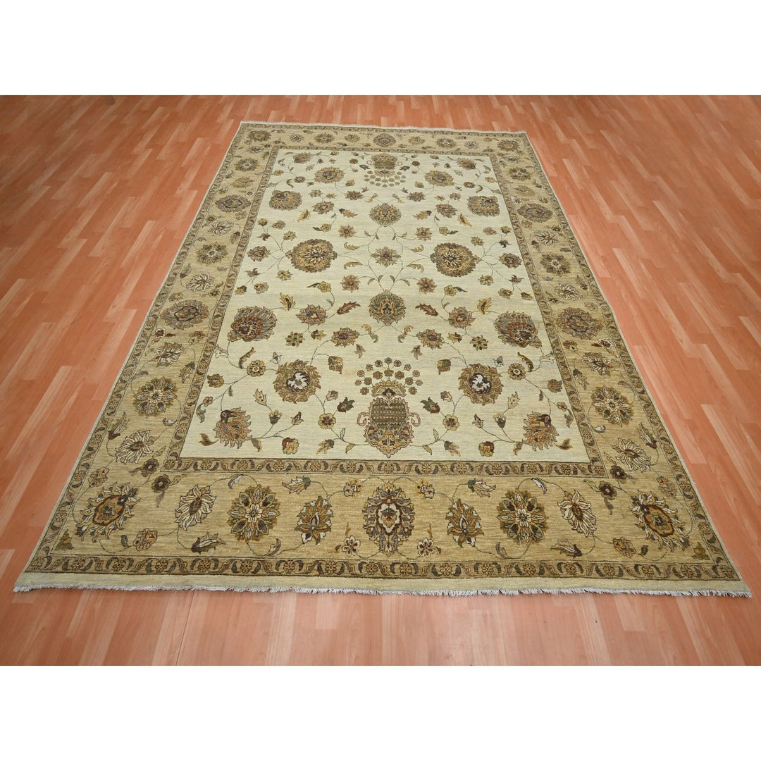 7'11" x 10'0" New Hand Knotted Ivory Wool Rectangle Oriental Rug - MOA10276377