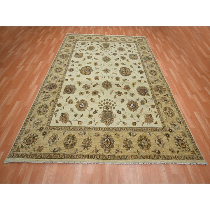7'11" x 10'0" New Hand Knotted Ivory Wool Rectangle Oriental Rug - MOA10276377