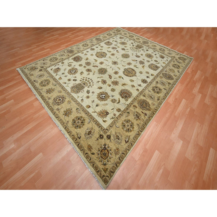 7'11" x 10'0" New Hand Knotted Ivory Wool Rectangle Oriental Rug - MOA10276377