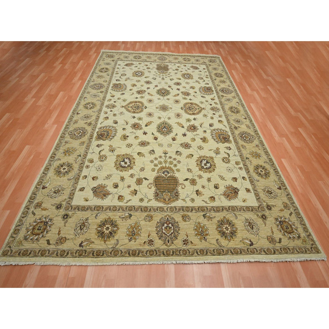 8'3" x 11'6" New Hand Knotted Ivory Wool Rectangle Oriental Rug - MOA10276378