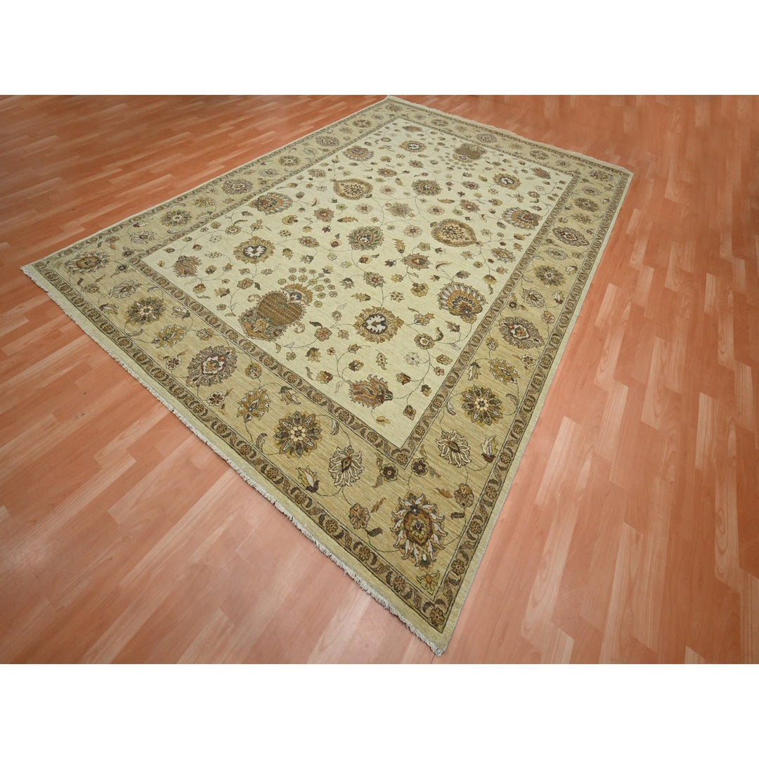 8'3" x 11'6" New Hand Knotted Ivory Wool Rectangle Oriental Rug - MOA10276378