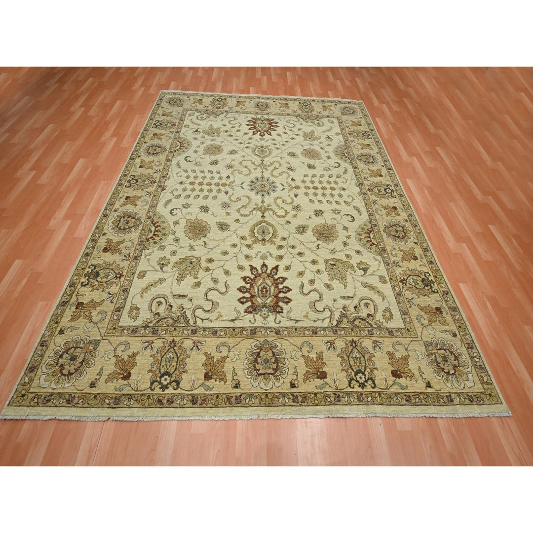 7'11" x 10'0" New Hand Knotted Ivory Wool Rectangle Oriental Rug - MOA10276379