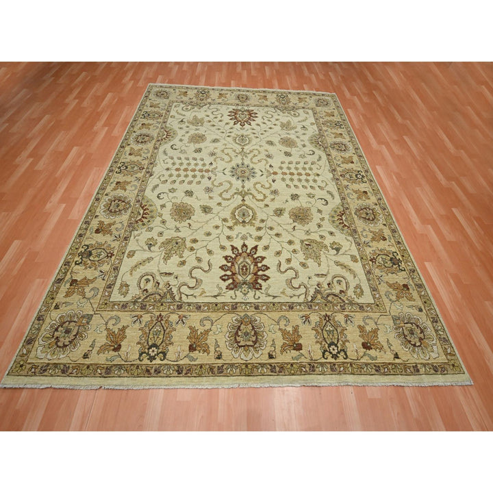 7'11" x 10'0" New Hand Knotted Ivory Wool Rectangle Oriental Rug - MOA10276379