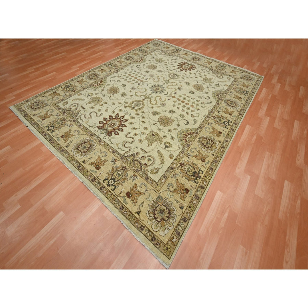 7'11" x 10'0" New Hand Knotted Ivory Wool Rectangle Oriental Rug - MOA10276379