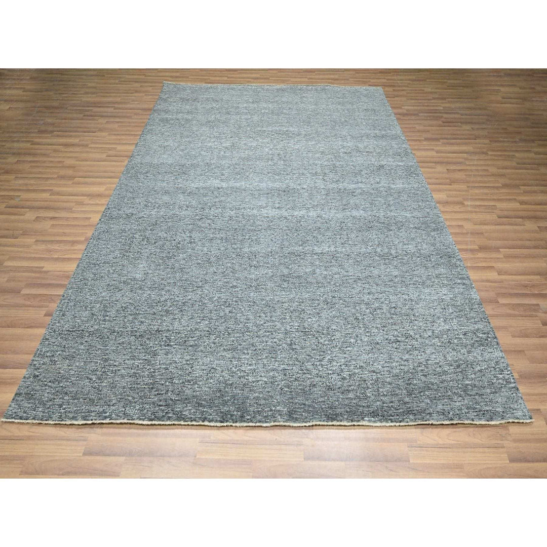 8'3" x 10'1" New Hand Knotted Grey Wool Rectangle Oriental Rug - MOA10276380