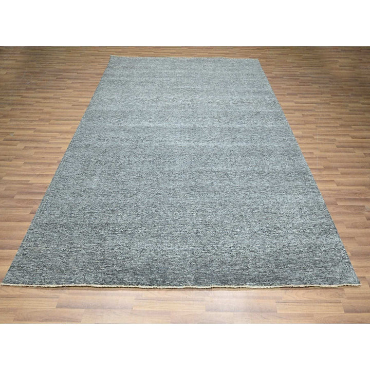 8'3" x 10'1" New Hand Knotted Grey Wool Rectangle Oriental Rug - MOA10276380