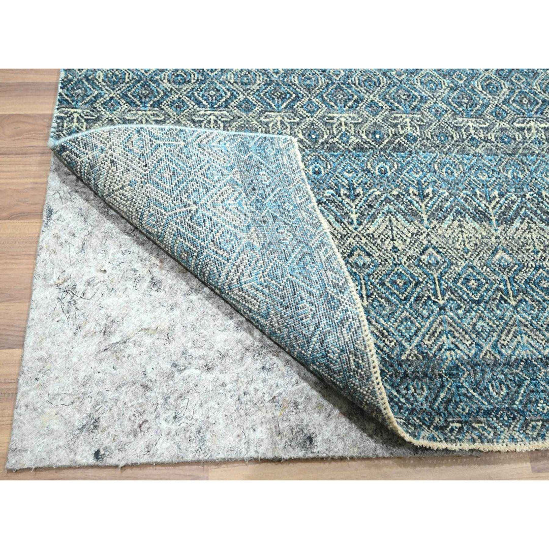 8'3" x 10'1" New Hand Knotted Blue Wool Rectangle Oriental Rug - MOA10276381