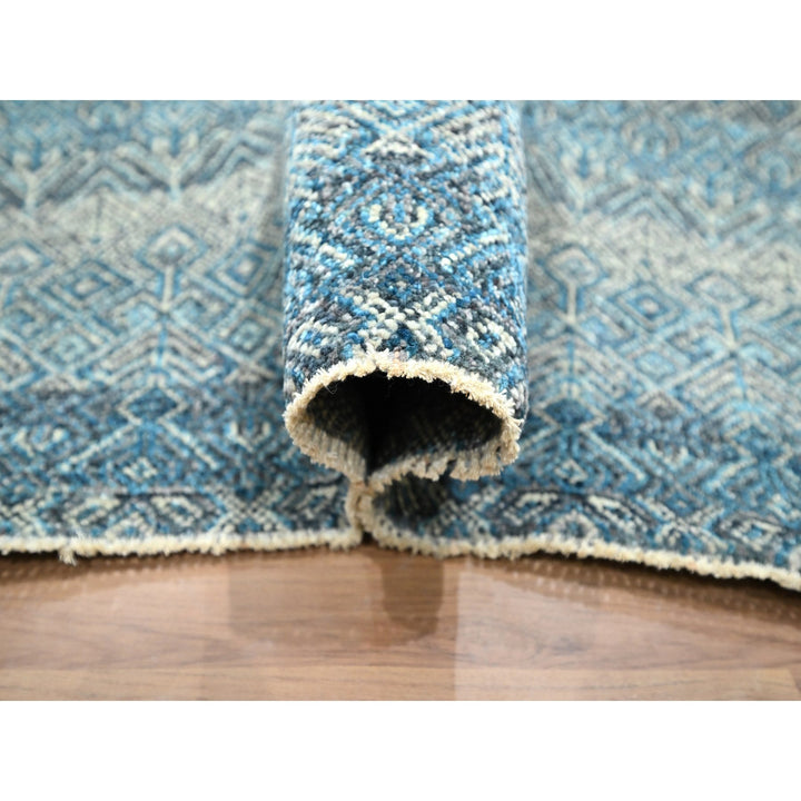 8'3" x 10'1" New Hand Knotted Blue Wool Rectangle Oriental Rug - MOA10276381