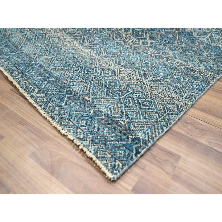 8'3" x 10'1" New Hand Knotted Blue Wool Rectangle Oriental Rug - MOA10276381