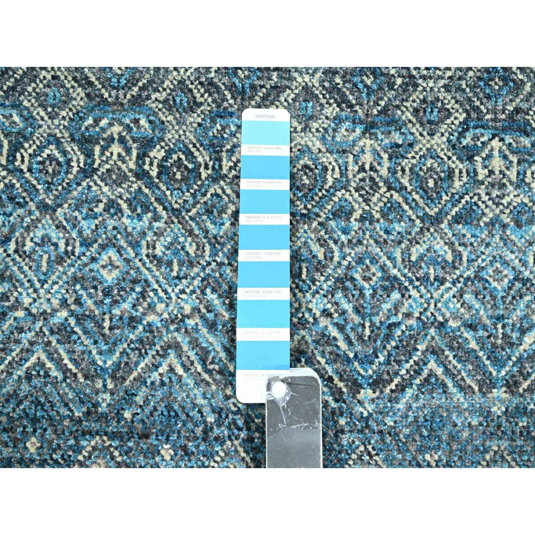 8'3" x 10'1" New Hand Knotted Blue Wool Rectangle Oriental Rug - MOA10276381