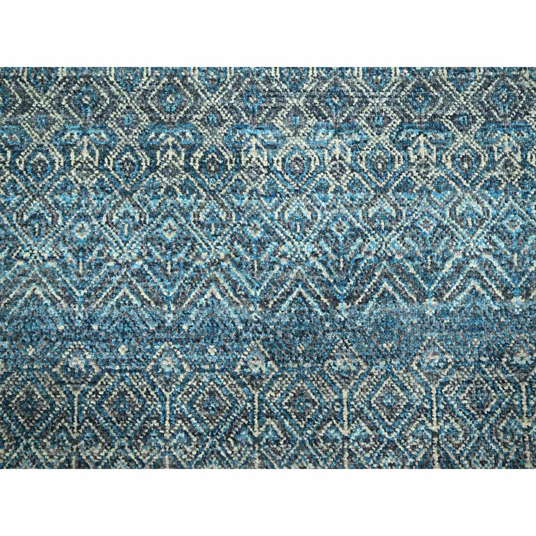 8'3" x 10'1" New Hand Knotted Blue Wool Rectangle Oriental Rug - MOA10276381