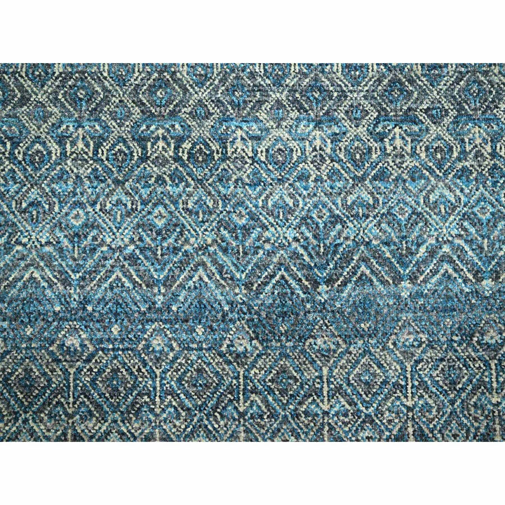 8'3" x 10'1" New Hand Knotted Blue Wool Rectangle Oriental Rug - MOA10276381