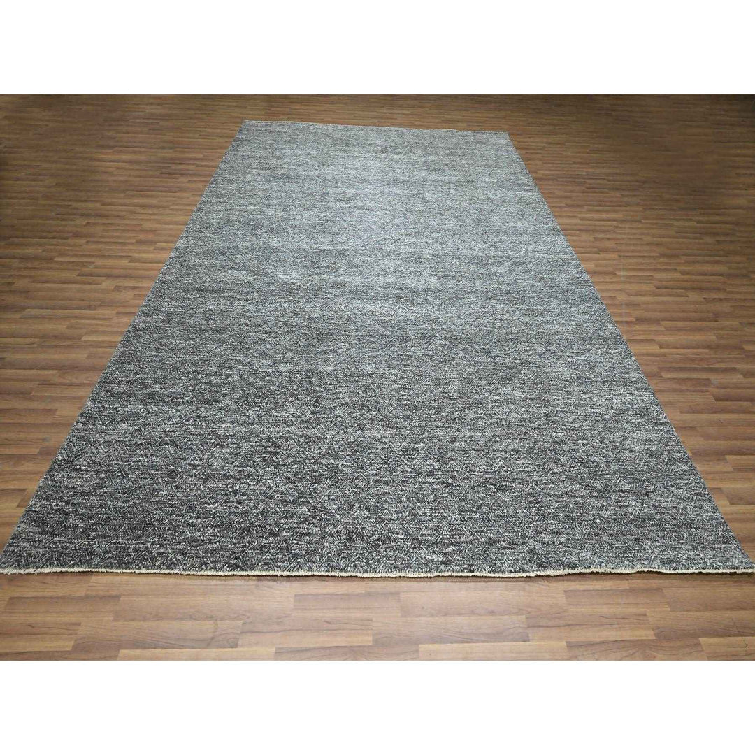 9'0" x 12'2" New Hand Knotted Grey Wool Rectangle Oriental Rug - MOA10276382