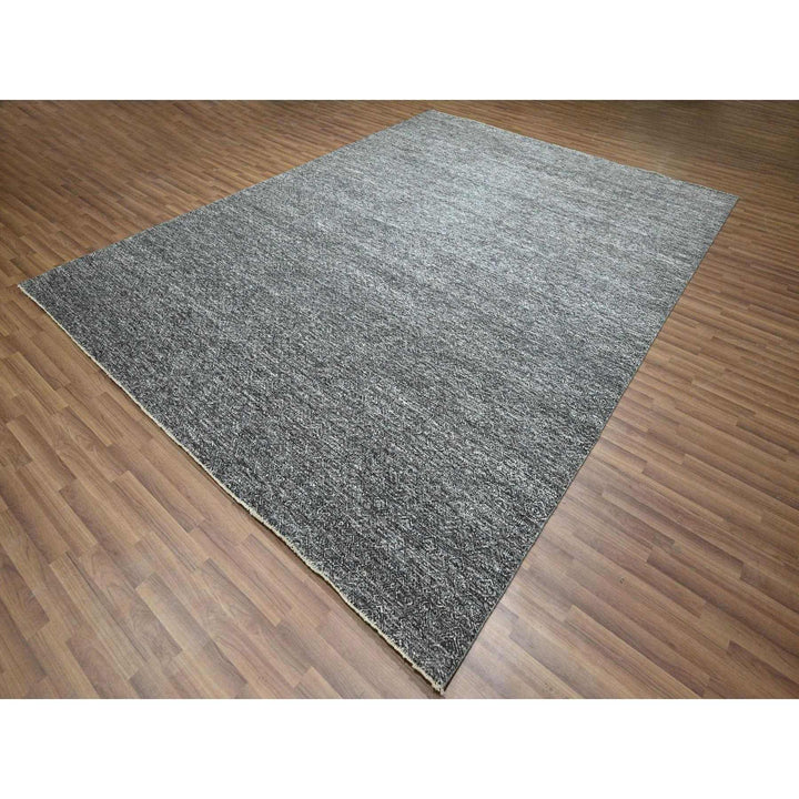 9'0" x 12'2" New Hand Knotted Grey Wool Rectangle Oriental Rug - MOA10276382