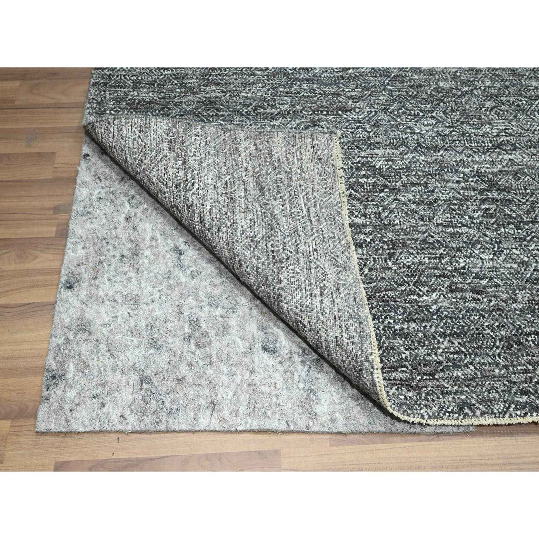 9'0" x 12'2" New Hand Knotted Grey Wool Rectangle Oriental Rug - MOA10276382