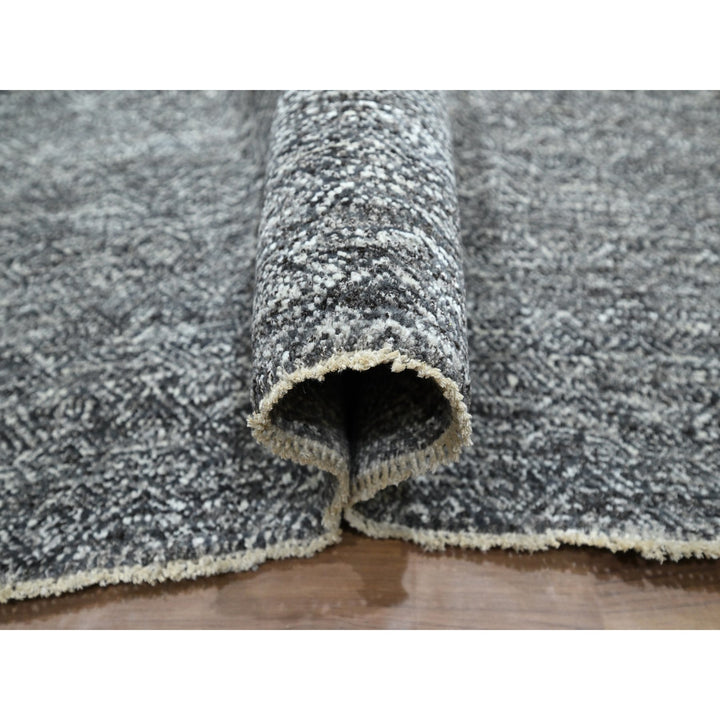 9'0" x 12'2" New Hand Knotted Grey Wool Rectangle Oriental Rug - MOA10276382