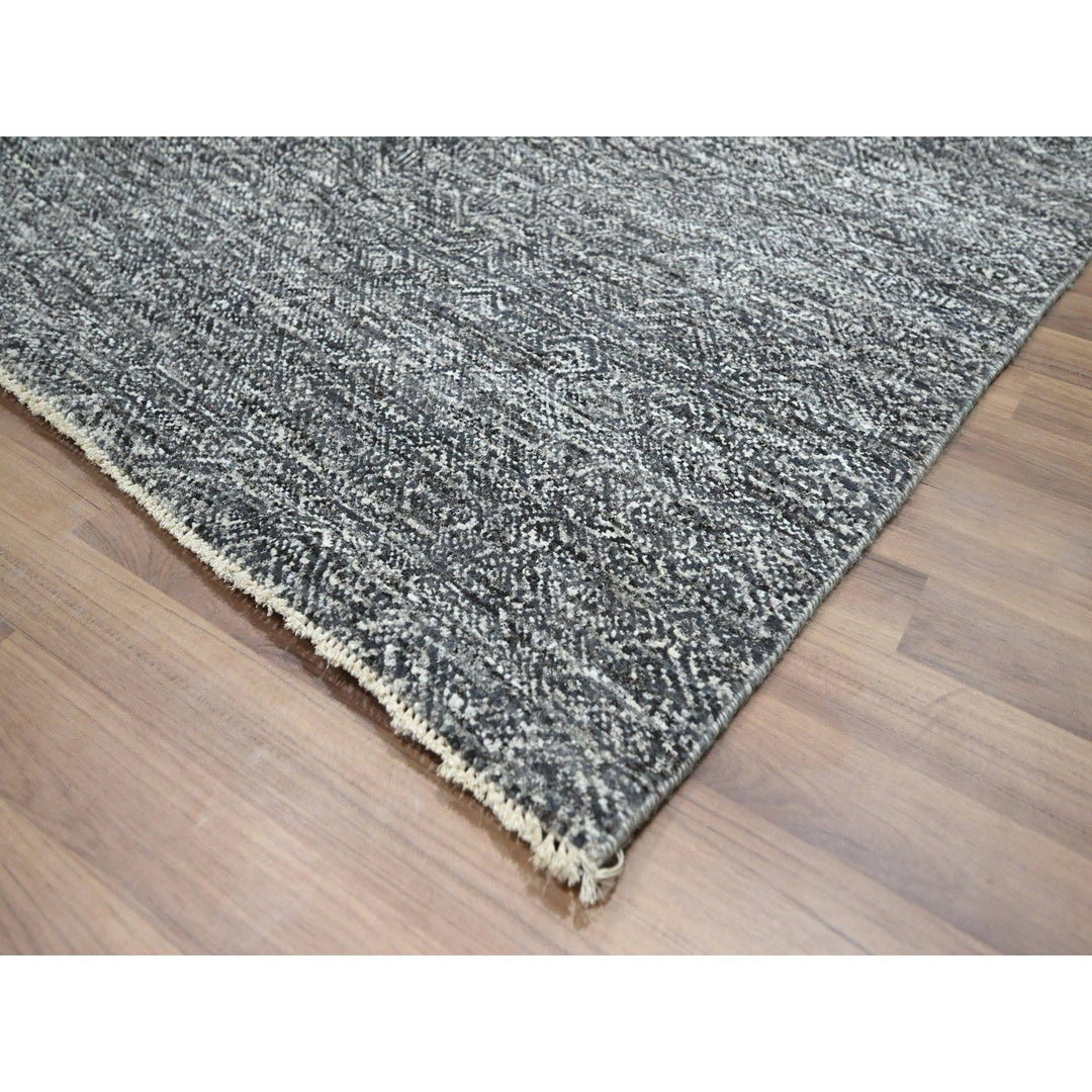 9'0" x 12'2" New Hand Knotted Grey Wool Rectangle Oriental Rug - MOA10276382