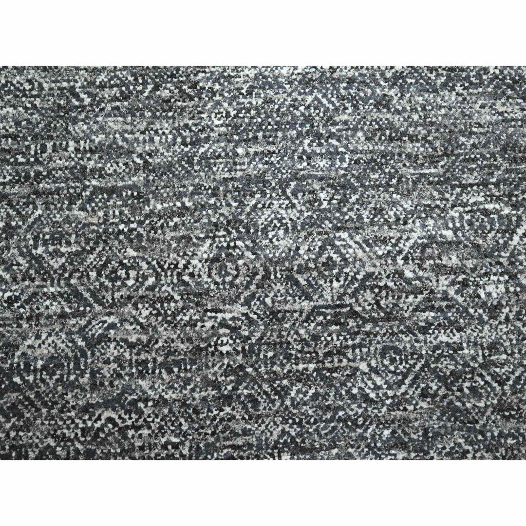9'0" x 12'2" New Hand Knotted Grey Wool Rectangle Oriental Rug - MOA10276382