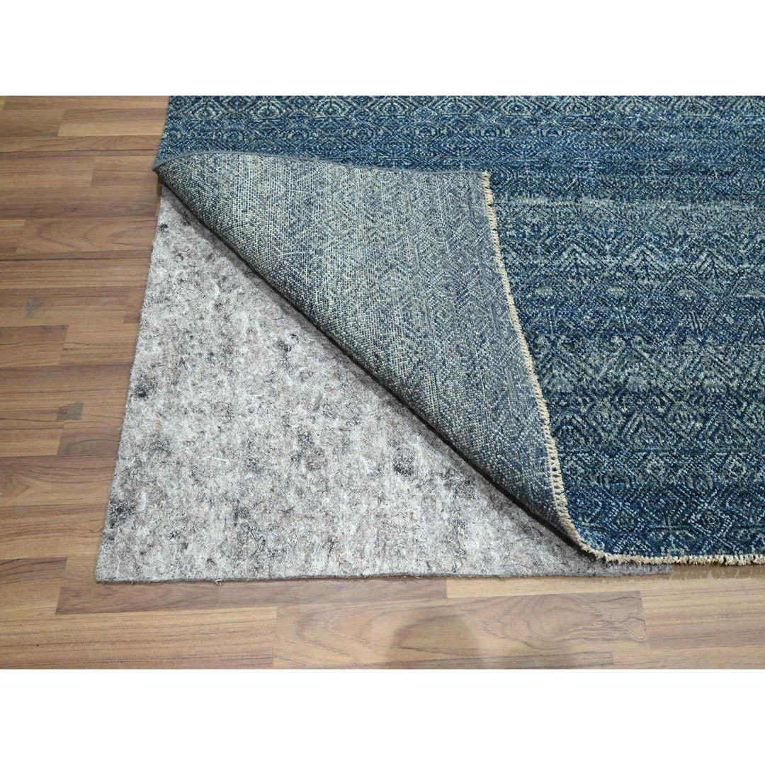 8'0" x 10'0" New Hand Knotted Blue Wool Rectangle Oriental Rug - MOA10276383
