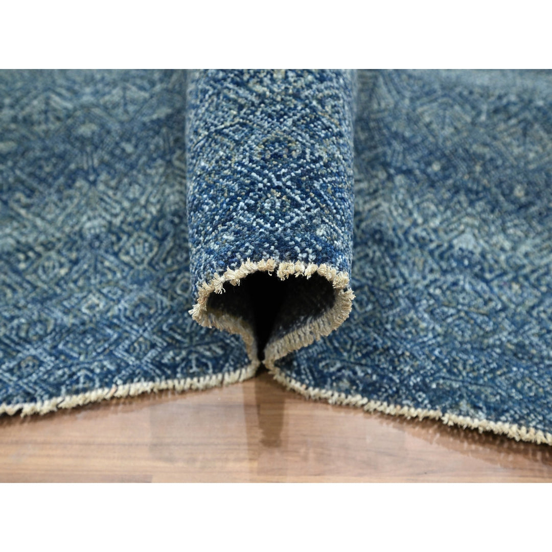8'0" x 10'0" New Hand Knotted Blue Wool Rectangle Oriental Rug - MOA10276383