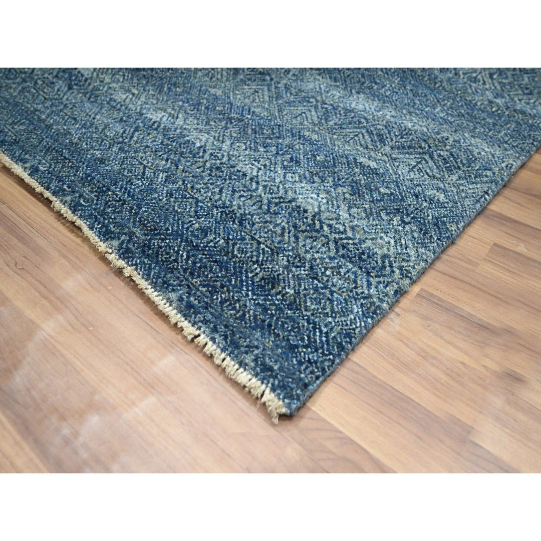8'0" x 10'0" New Hand Knotted Blue Wool Rectangle Oriental Rug - MOA10276383