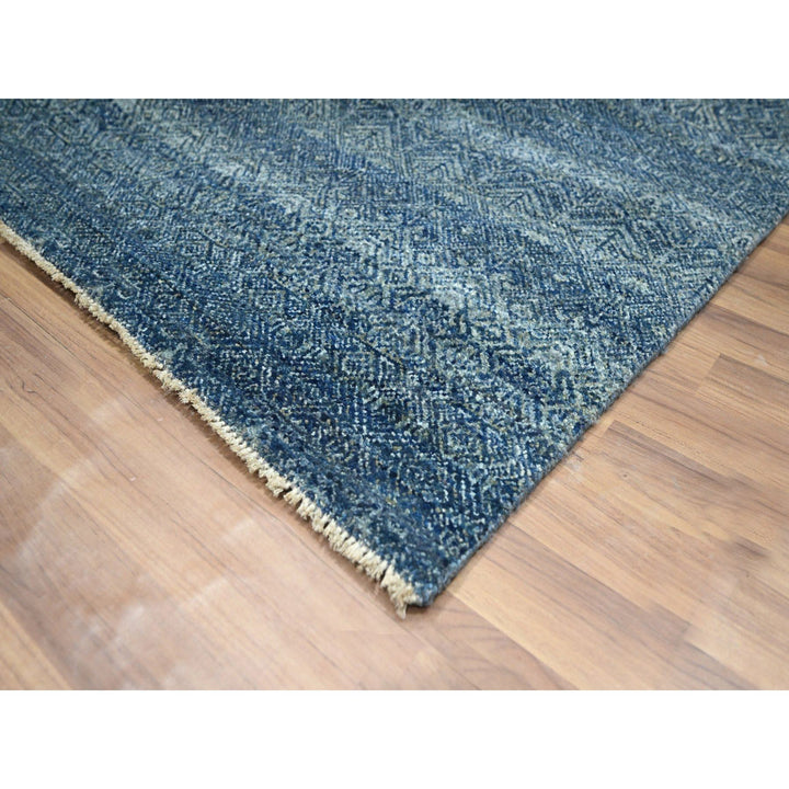 8'0" x 10'0" New Hand Knotted Blue Wool Rectangle Oriental Rug - MOA10276383