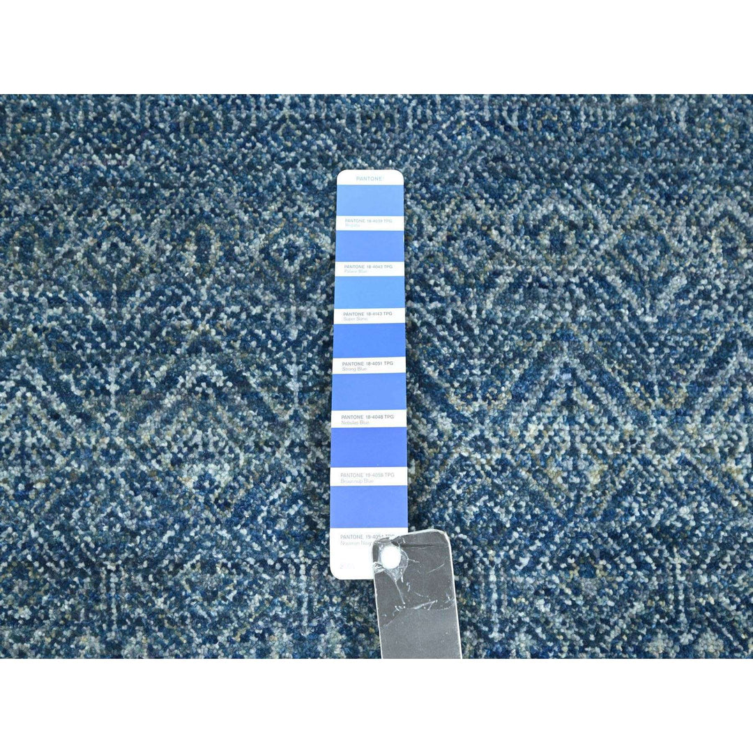 8'0" x 10'0" New Hand Knotted Blue Wool Rectangle Oriental Rug - MOA10276383