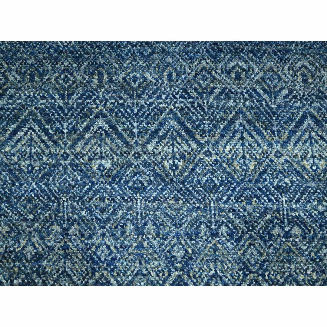8'0" x 10'0" New Hand Knotted Blue Wool Rectangle Oriental Rug - MOA10276383
