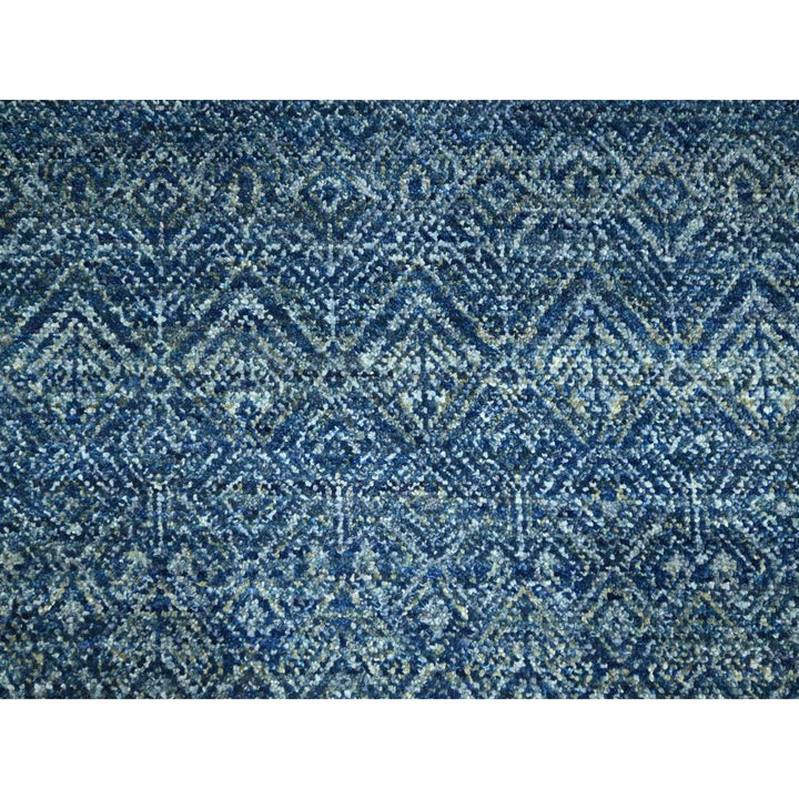 8'0" x 10'0" New Hand Knotted Blue Wool Rectangle Oriental Rug - MOA10276383