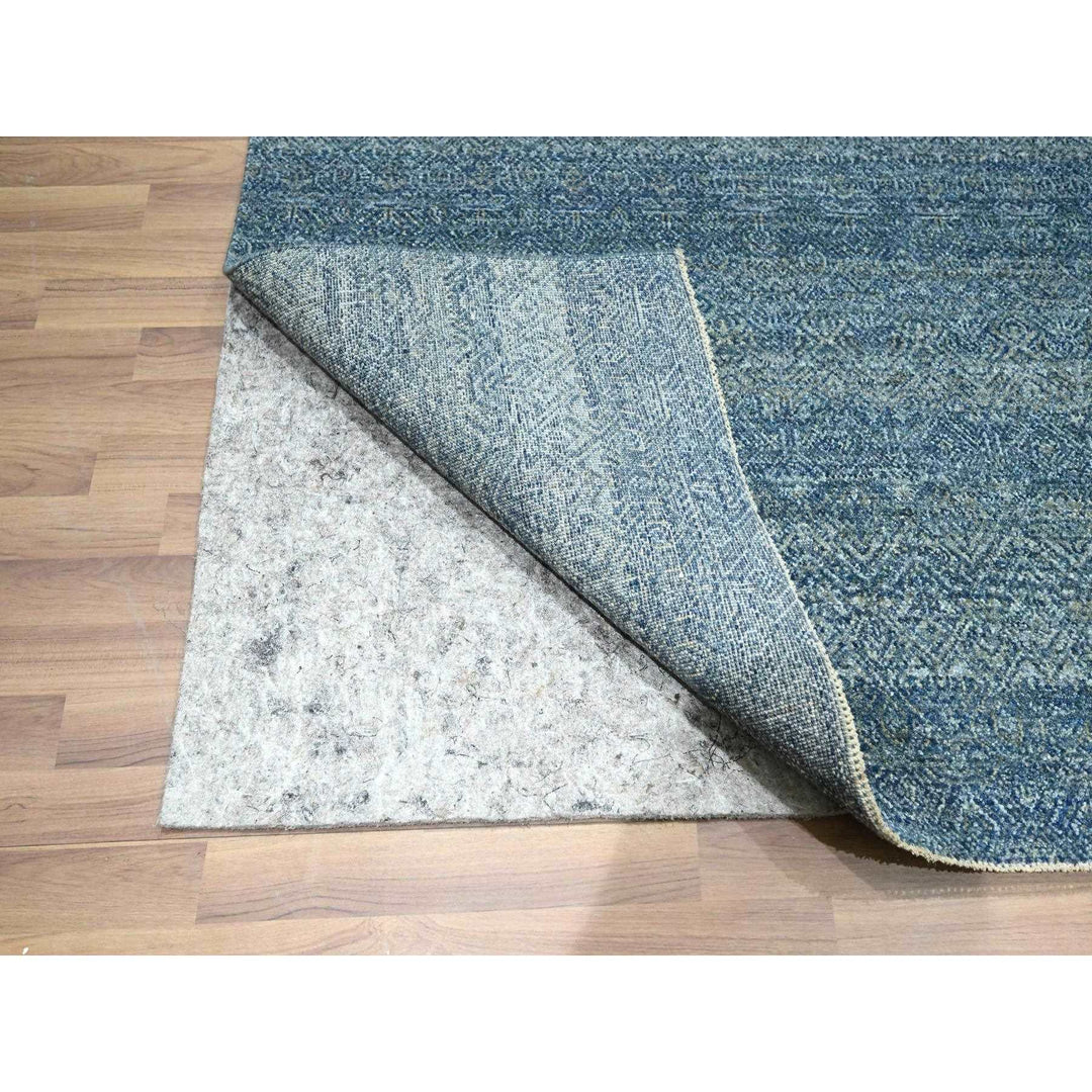 8'0" x 10'0" New Hand Knotted Blue Wool Rectangle Oriental Rug - MOA10276384
