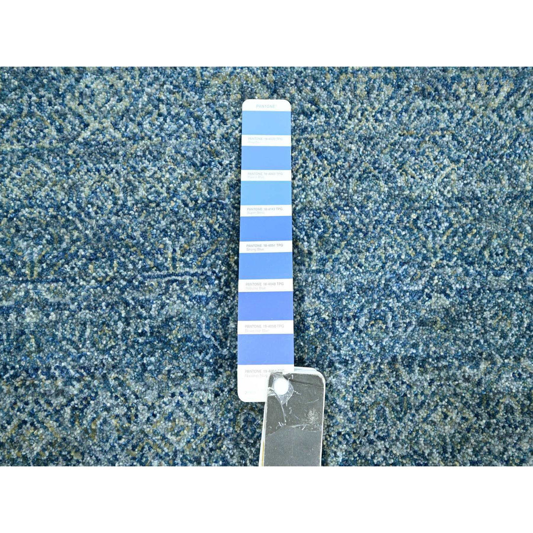 8'0" x 10'0" New Hand Knotted Blue Wool Rectangle Oriental Rug - MOA10276384