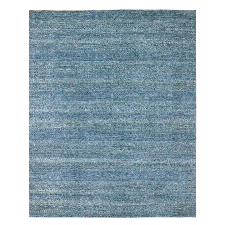8'0" x 9'11" New Hand Knotted Blue Wool Rectangle Oriental Rug - MOA10276385