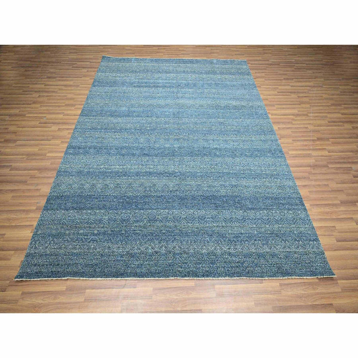 8'0" x 9'11" New Hand Knotted Blue Wool Rectangle Oriental Rug - MOA10276385