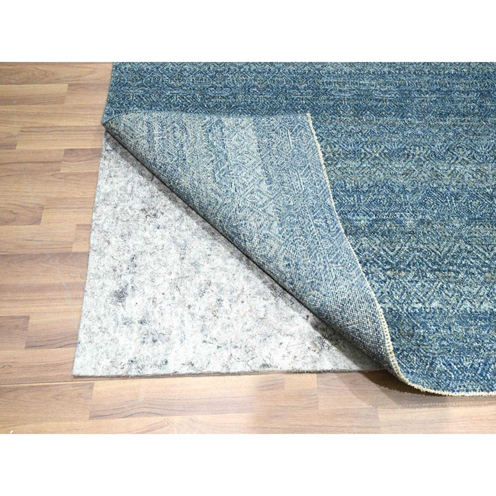 8'0" x 9'11" New Hand Knotted Blue Wool Rectangle Oriental Rug - MOA10276385