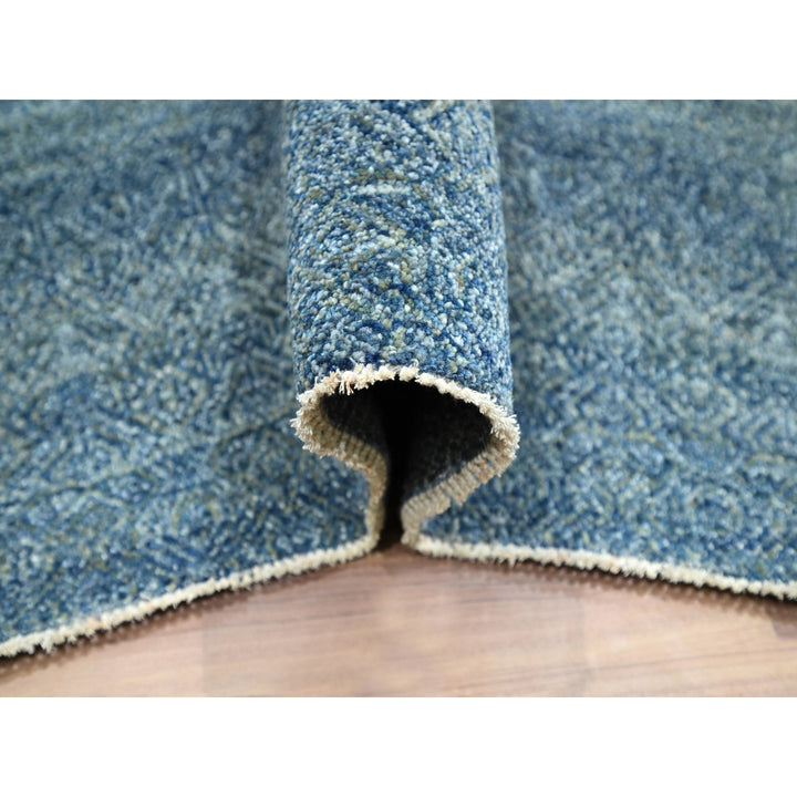 8'0" x 9'11" New Hand Knotted Blue Wool Rectangle Oriental Rug - MOA10276385