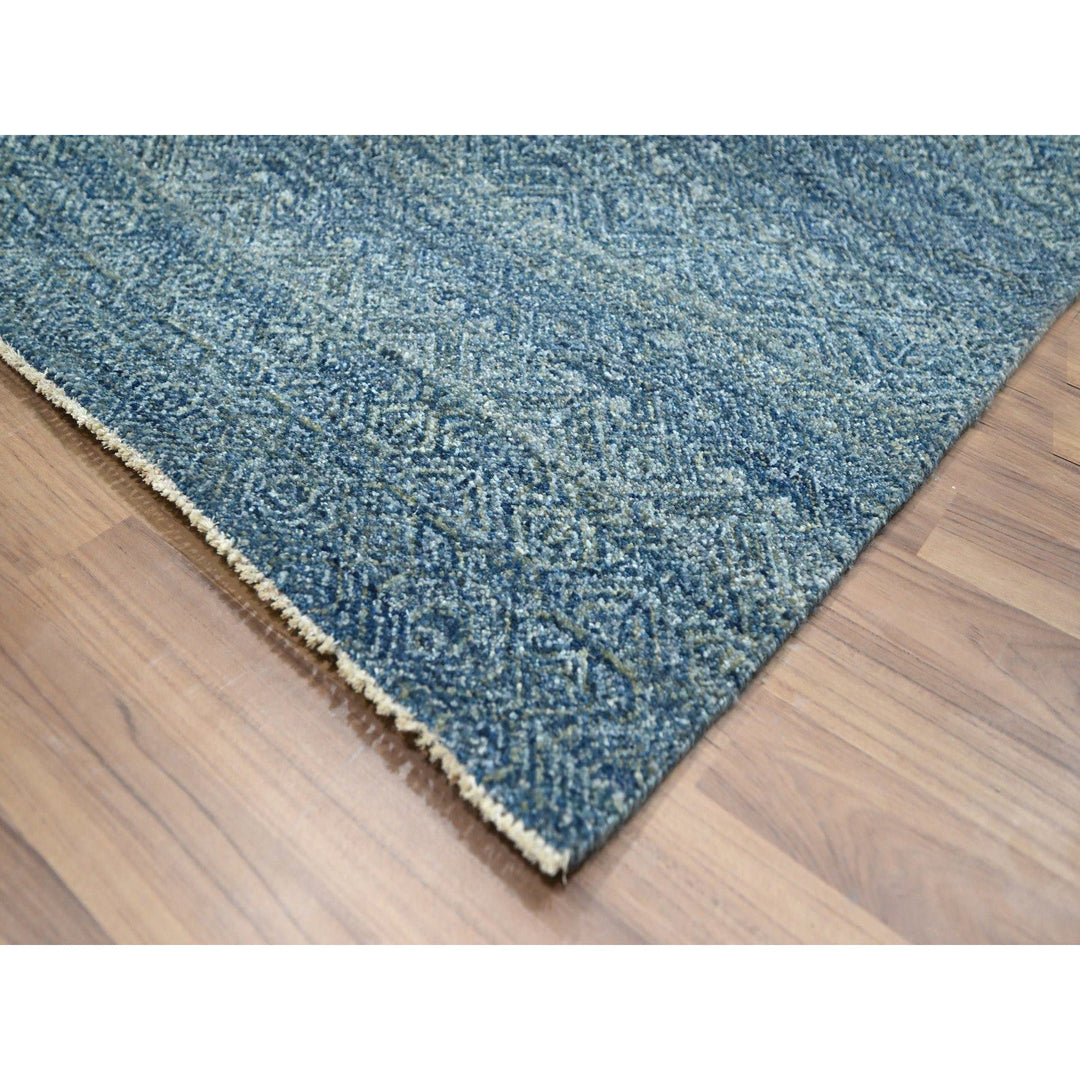 8'0" x 9'11" New Hand Knotted Blue Wool Rectangle Oriental Rug - MOA10276385