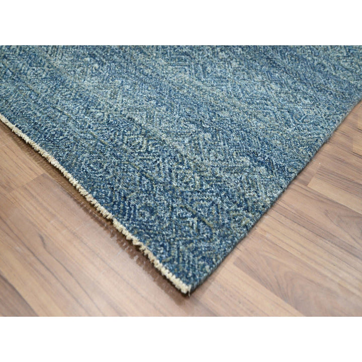 8'0" x 9'11" New Hand Knotted Blue Wool Rectangle Oriental Rug - MOA10276385