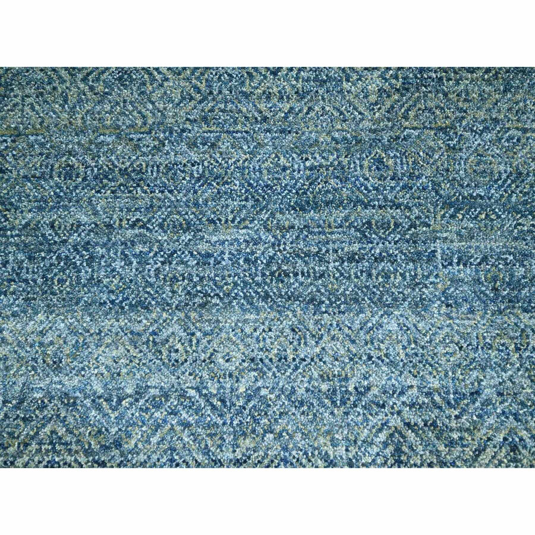 8'0" x 9'11" New Hand Knotted Blue Wool Rectangle Oriental Rug - MOA10276385