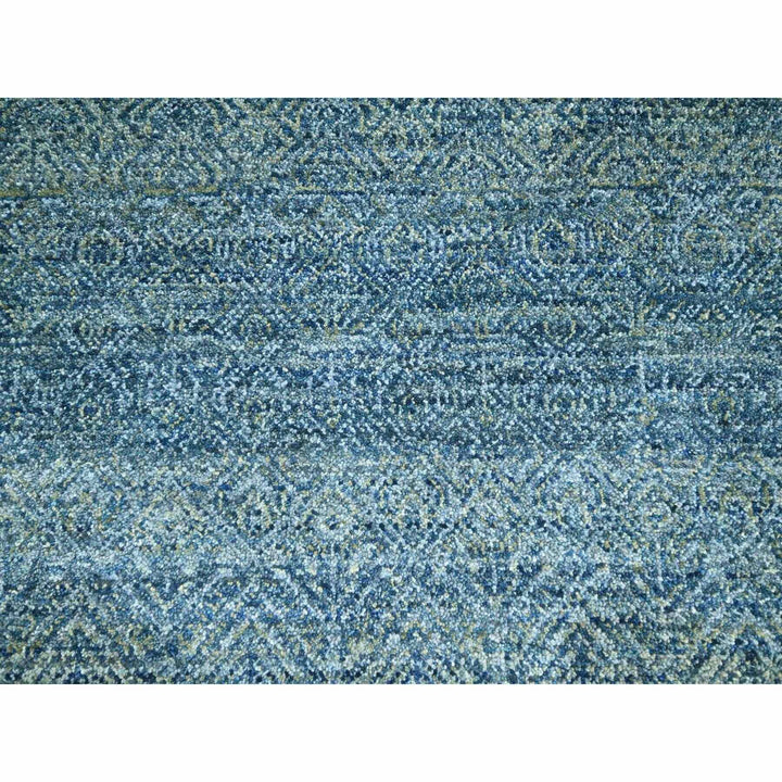 8'0" x 9'11" New Hand Knotted Blue Wool Rectangle Oriental Rug - MOA10276385