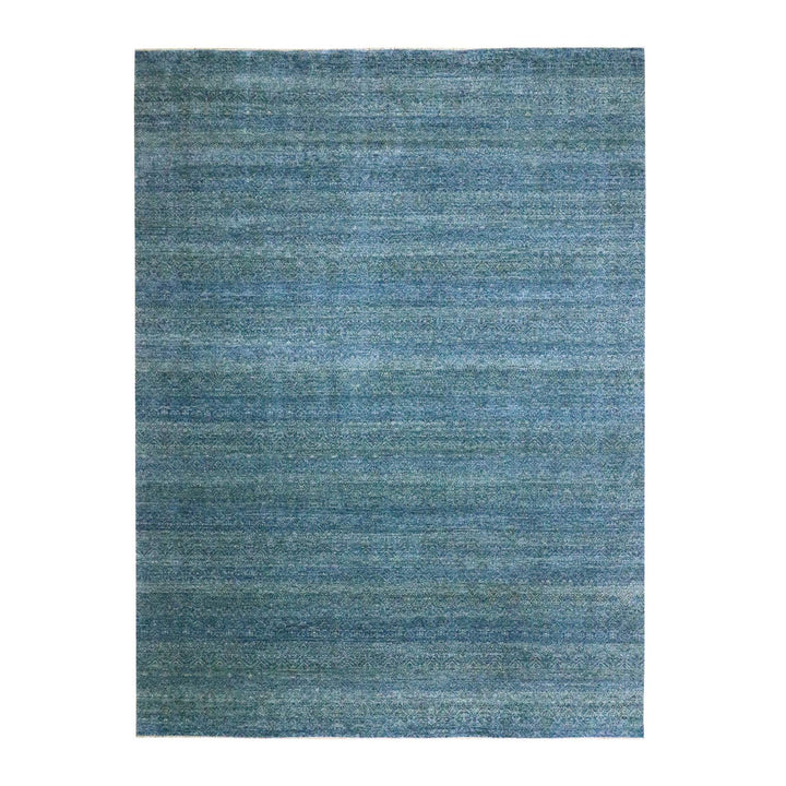 8'11" x 12'1" New Hand Knotted Blue Wool Rectangle Oriental Rug - MOA10276386