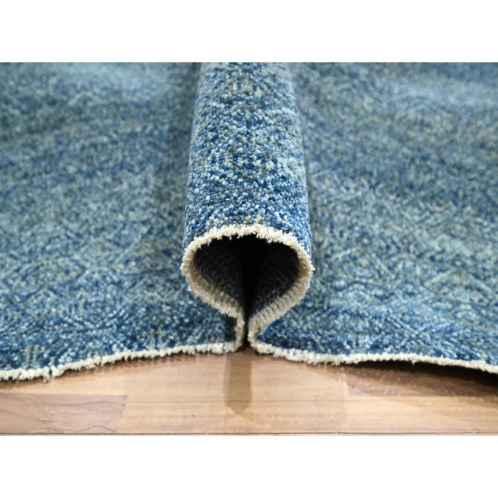 8'11" x 12'1" New Hand Knotted Blue Wool Rectangle Oriental Rug - MOA10276386
